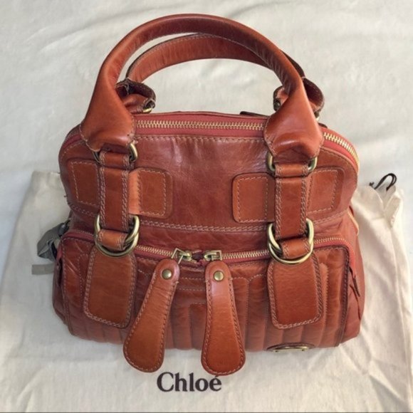 Chloe Vintage Quilted Bay Large Leather Bag in Whiskey Orange - Picture 5 of 15
